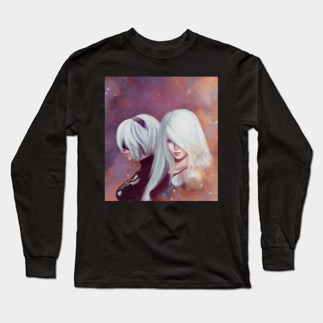 Nier Automata 2b & a2 Long Sleeve T-Shirt by Purplehate